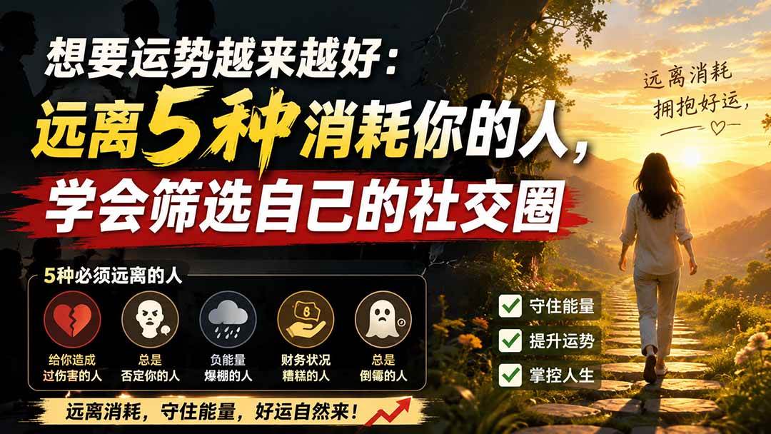 (19965期)付费文章:想要运势越来越好:远离5种消耗你的人,学会筛选自己的社交圈-小灰云创