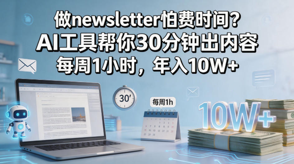 做newsletter怕费时间？AI工具帮你30分钟出内容，每周1小时，年入10W+！【原创双语字幕】-小灰云创