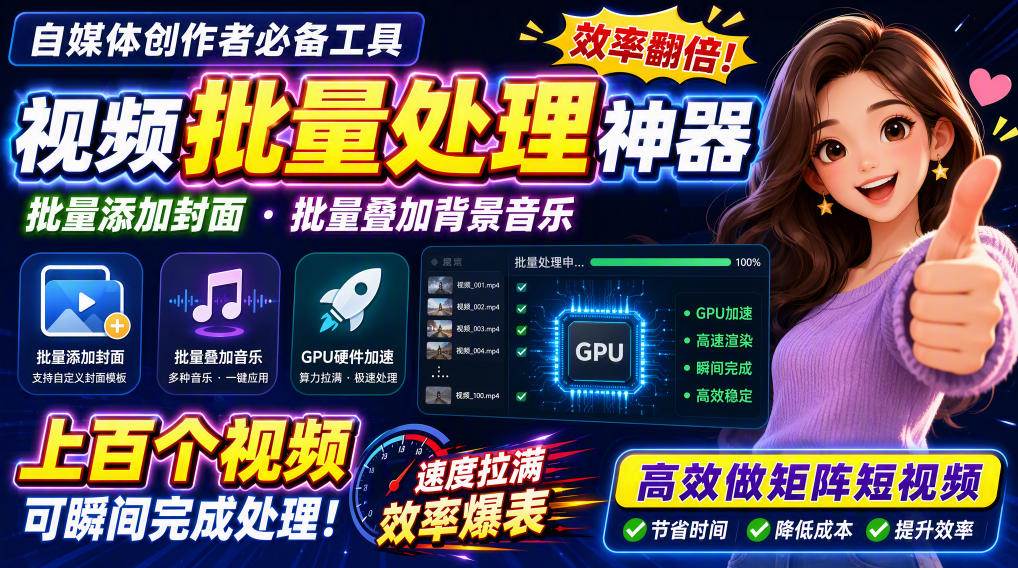 (20399期)视频批量加封面,把封面添加到视频第一帧,不用剪辑软件批量添加 (20399期)视频批量加封面,把封面添加到视频第一帧,不用剪辑软件批量添加