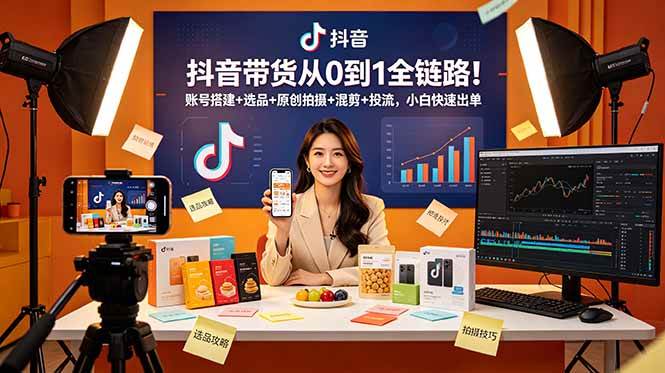 (18963期)抖音带货从0到1全链路!账号搭建+选品+原创拍摄+混剪+投流,小白快速出单-小灰云创