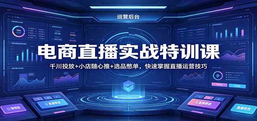 电商直播实战特训课：千川投放+小店随心推+选品憋单，快速掌握直播运营技巧-小灰云创