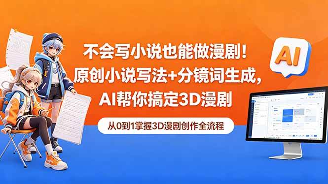 (18512期)不会写小说也能做漫剧!原创小说写法+分镜词生成,AI帮你搞定3D漫剧-小灰云创