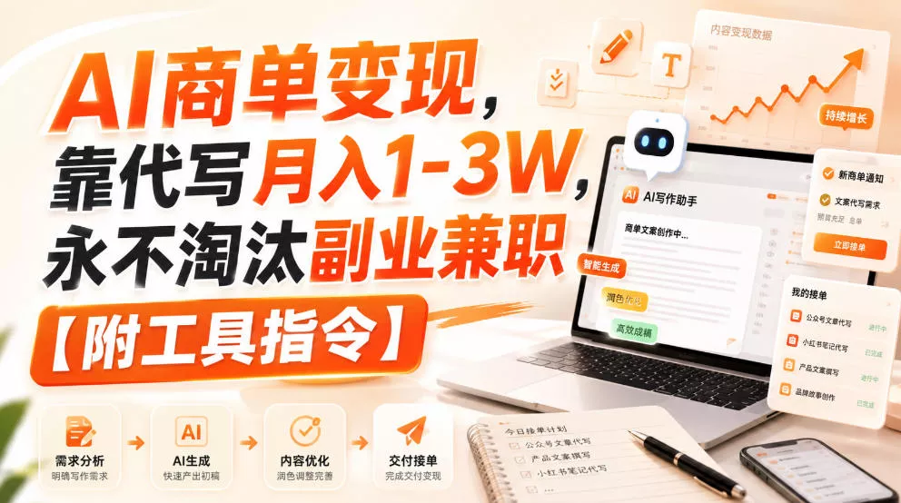 AI商单变现,靠代写月入1-3W,永不淘汰副业兼职【附工具指令】【揭秘】-小灰云创