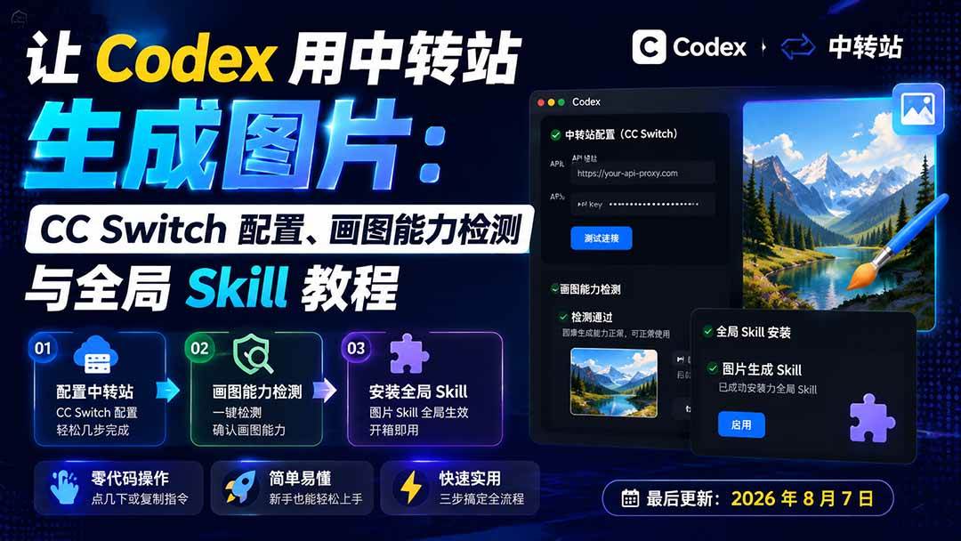 （19777期）让 Codex 用中转站生成图片：CC Switch 配置、画图能力检测与全局 Skill 教程-小灰云创
