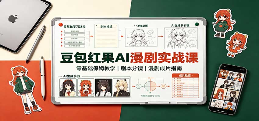 豆包红果AI漫剧实战课：零基础保姆教学，剧本分镜，漫剧成片指南-小灰云创