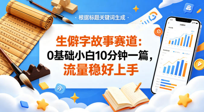公众号流量主——生僻字故事赛道，流量稳，好上手，0基础小白也能10分钟一篇-小灰云创