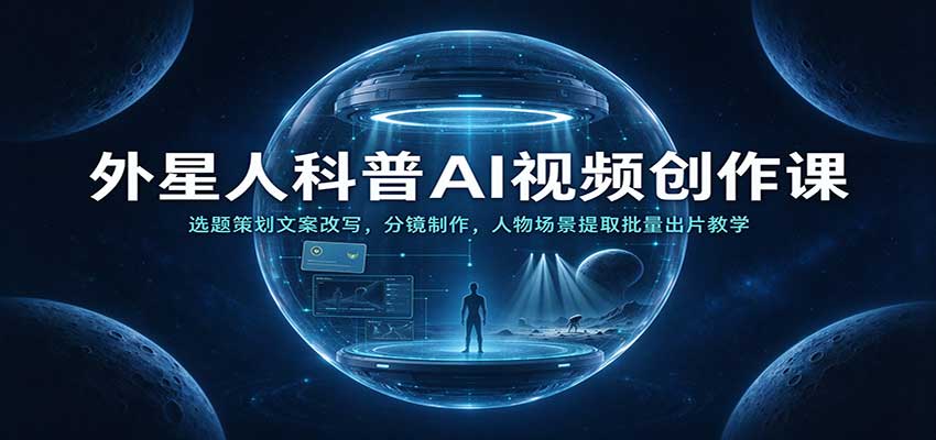外星人科普AI视频创作课:选题策划文案改写,分镜制作,人物场景提取批量出片教学-小灰云创