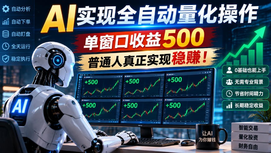 AI实现全自动量化，单窗口月入收益500，别嫌收益少，靠谱最重要！-小灰云创