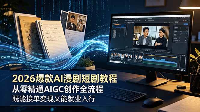 (18980期)2026 爆款 AI 漫剧短剧教程 从零精通 AIGC 创作全流程 既能接单变现又能就业入行-小灰云创