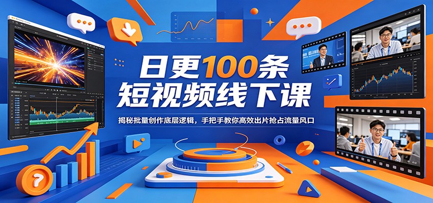 日更100条短视频线下课：揭秘批量创作底层逻辑，手把手教你高效出片抢占流量风口-小灰云创