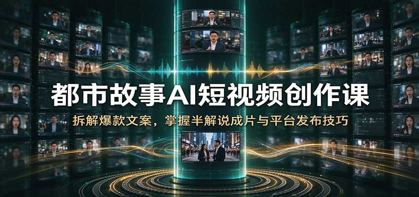 都市故事AI短视频创作课：拆解爆款文案，掌握半解说成片与平台发布技巧-小灰云创