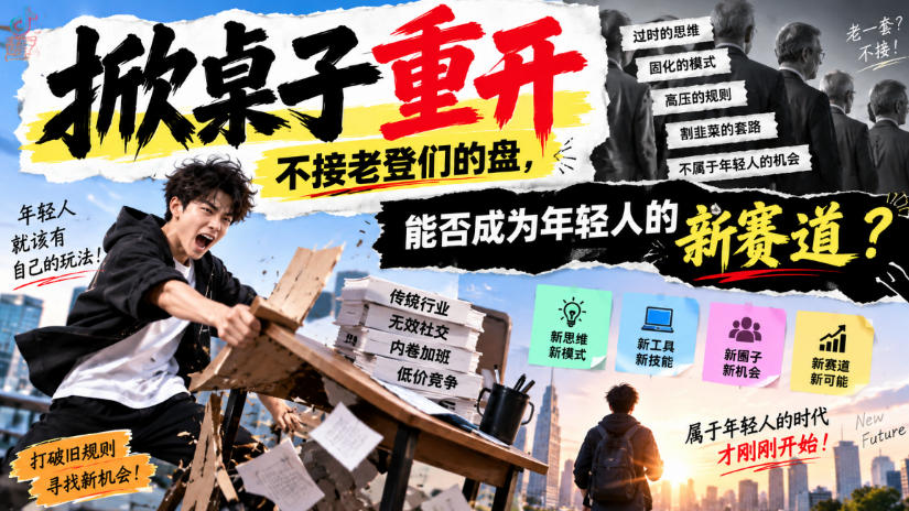 某公众号付费文章：掀桌子重开，不接老登们的盘，能否成为年轻人的新赛道？-小灰云创