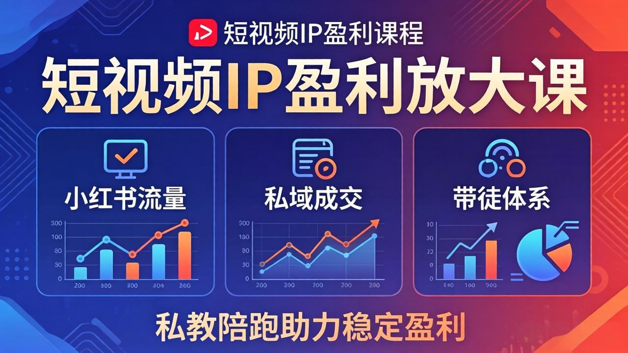 短视频IP盈利放大课：小红书流量+私域成交+带徒体系，私教陪跑助力稳定盈利-小灰云创