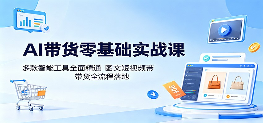AI带货零基础实战课：多款智能工具全面精通，图文短视频带货全流程落地-小灰云创