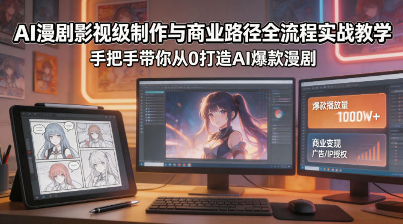AI漫剧影视级制作与商业路径全流程实战教学，手带你从0打造AI爆款漫剧-小灰云创