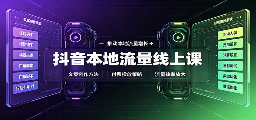 抖音本地流量线上课：账号搭建拍摄剪辑，文案创作与付费投放教学-小灰云创