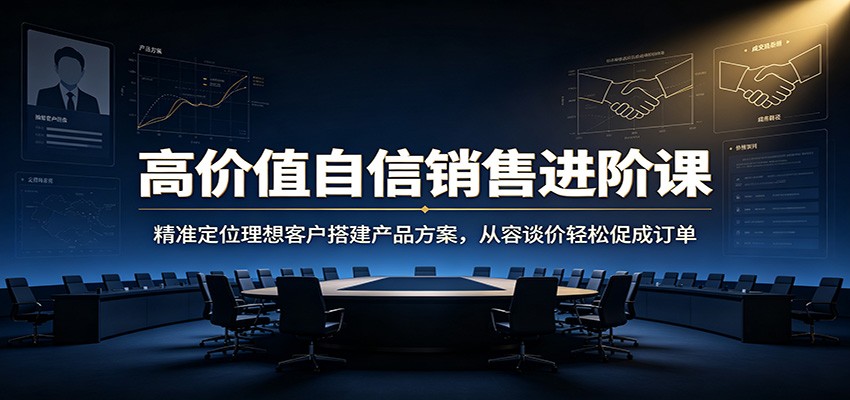 高价值自信销售进阶课：精准定位理想客户搭建产品方案，从容谈价轻松促成订单-小灰云创