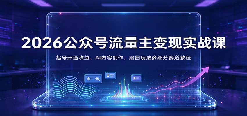 2026公众号流量主变现实战课:起号开通收益,AI内容创作,贴图玩法多细分赛道教程 2026公众号流量主变现实战课:起号开通收益,AI内容创作,贴图玩法多细分赛道教程