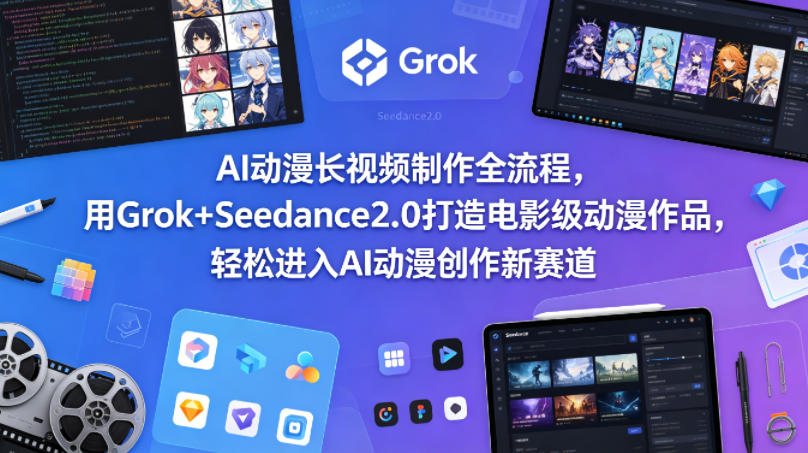 AI动漫长视频制作全流程，用Grok+Seedance2.0打造电影级动漫作品，轻松进入AI动漫创作新赛道-小灰云创