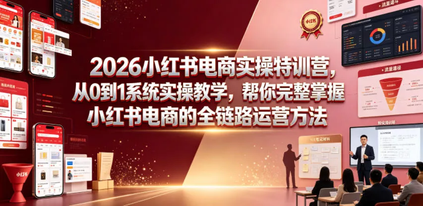 2026小红书电商实操特训营,从0到1系统实操教学,帮你完整掌握小红书电商的全链路运营方法-小灰云创