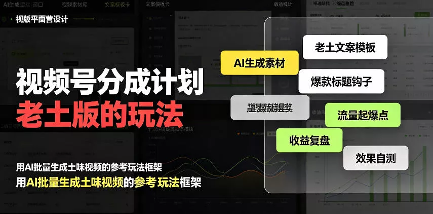 视频号分成计划老土版的玩法，流量爆炸，每天收益300+，纯靠AI生成，越土的玩法，越高级-小灰云创