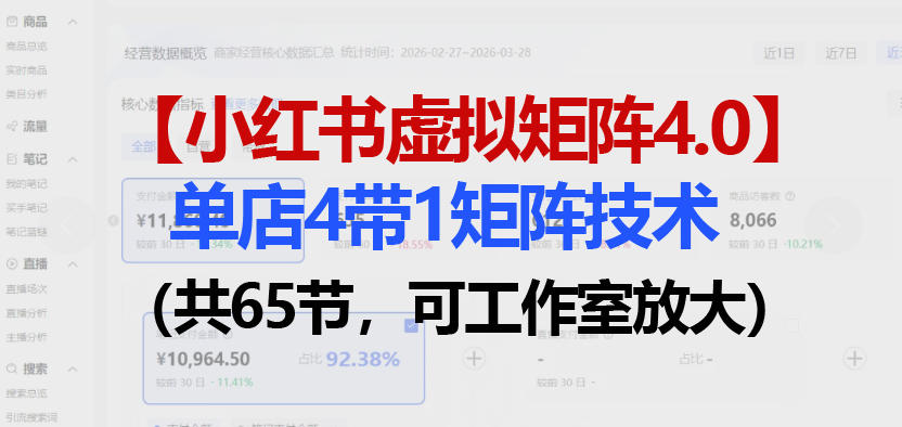 小红书虚拟矩阵4.0技术：单店4带1矩阵（共65节，可工作室放大） - 小灰云创-小灰云创