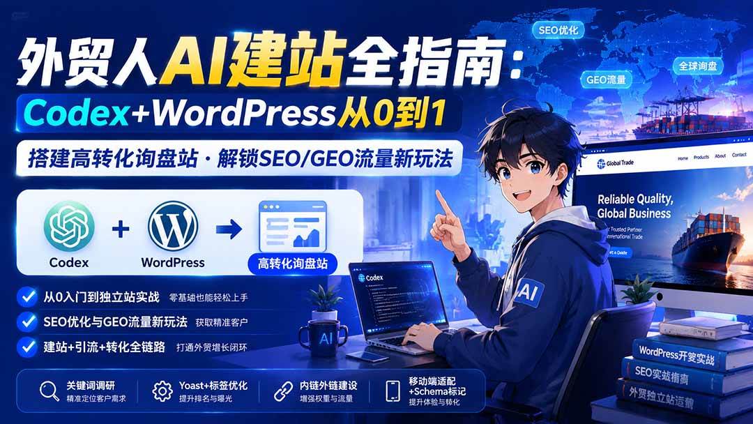 （19818期）外贸人AI建站全指南：Codex+WordPress从0到1·搭建高转化询盘站·解锁SEO/GEO流量新玩法-更新-小灰云创