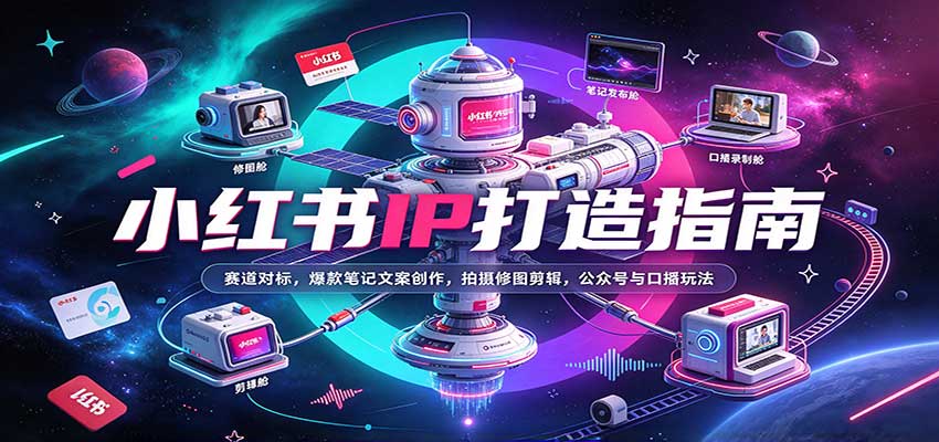 小红书IP打造指南:赛道对标,爆款笔记文案创作,拍摄修图剪辑,公众号与口播玩法-小灰云创