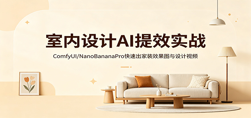 室内设计AI提效实战：ComfyUI/NanoBananaPro快速出家装效果图与设计视频-小灰云创