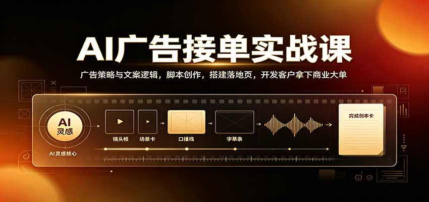AI广告接单实战:广告策略与文案逻辑,脚本创作,搭建落地页,开发客户拿下商业大单-小灰云创