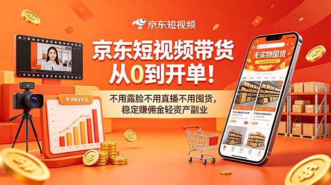 (18895期)京东短视频带货从0到开单!不用露脸不用直播不用囤货,稳定赚佣金轻资产副业-小灰云创
