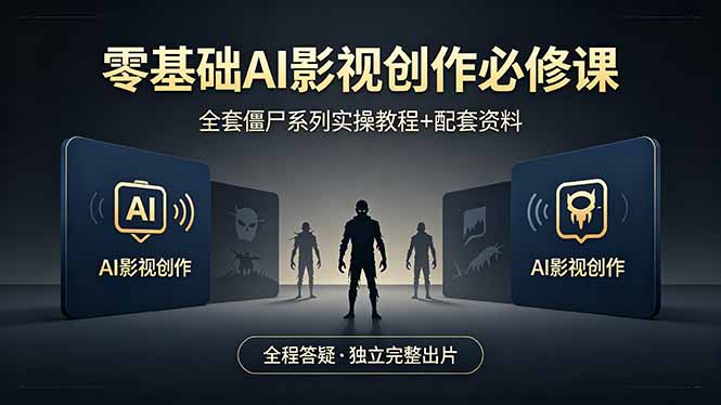 零基础AI影视创作必修课，全套僵尸系列实操教程加配套资料，全程答疑带你独立完整出片-小灰云创
