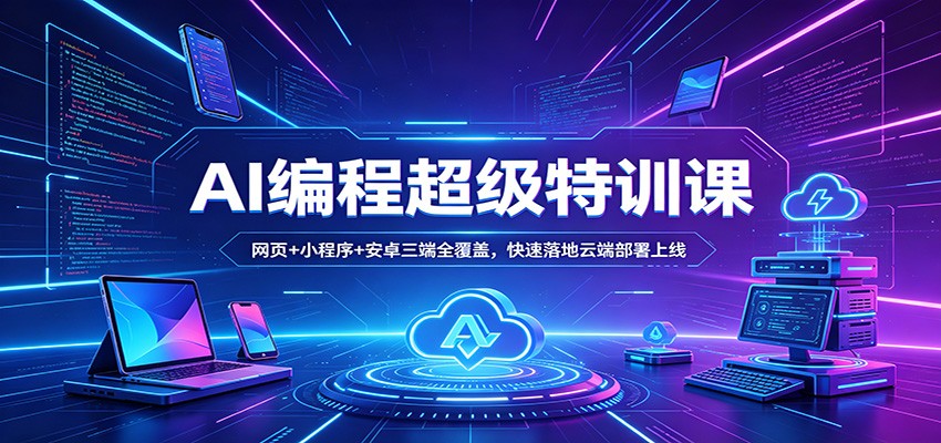AI编程超级特训课：网页+小程序+安卓三端全覆盖，快速落地云端部署上线-小灰云创