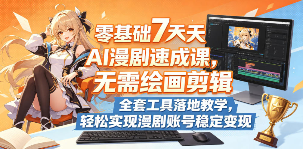 零基础7天AI漫剧速成课，无需绘画剪辑，全套工具落地教学，轻松实现漫剧账号稳定变现-小灰云创
