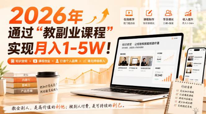 (20252期)2026年通过“教副业课程”实现月入1-5W!毫无保留的全部教给你-小灰云创