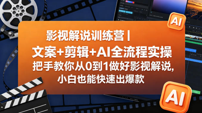 影视解说训练营｜文案+剪辑+AI全流程实操，把手教你从0到1做好影视解说，小白也能快速出爆款 - 小灰云创-小灰云创