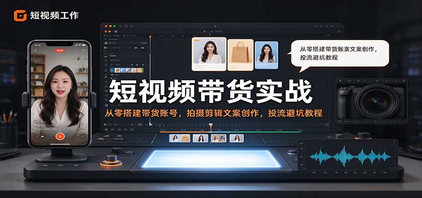 短视频带货实战：从零搭建带货账号，拍摄剪辑文案创作，投流避坑教程-小灰云创