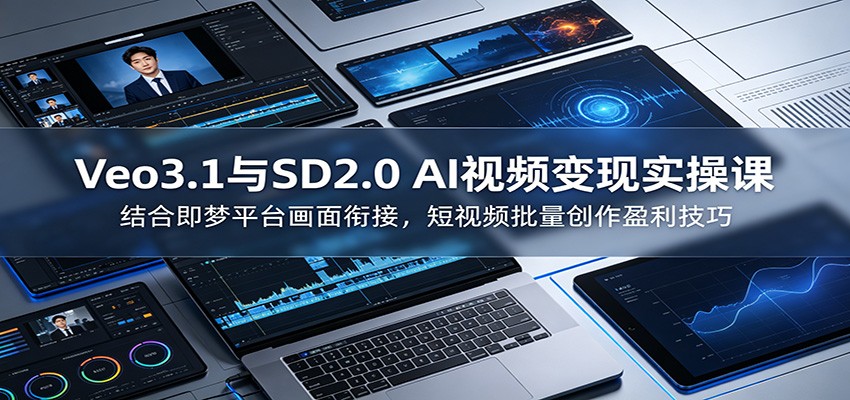 Veo3.1与SD2.0 AI视频变现实操课课:结合即梦平台画面衔接,短视频批量创作盈利技巧-小灰云创
