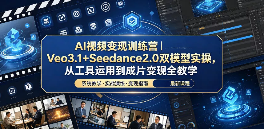 AI视频变现训练营｜Veo3.1+Seedance2.0双模型实操，从工具运用到成片变现全教学-小灰云创