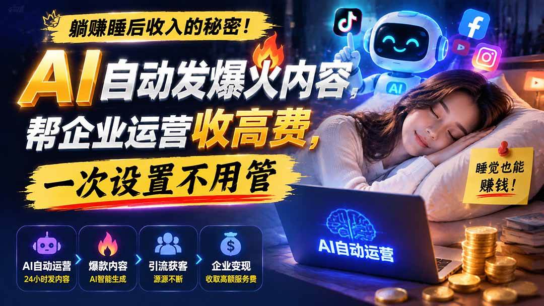 （19826期）躺赚睡后收入的秘密！AI 自动发爆火内容，帮企业运营收高费，一次设置不用管【原创双语字幕】-小灰云创