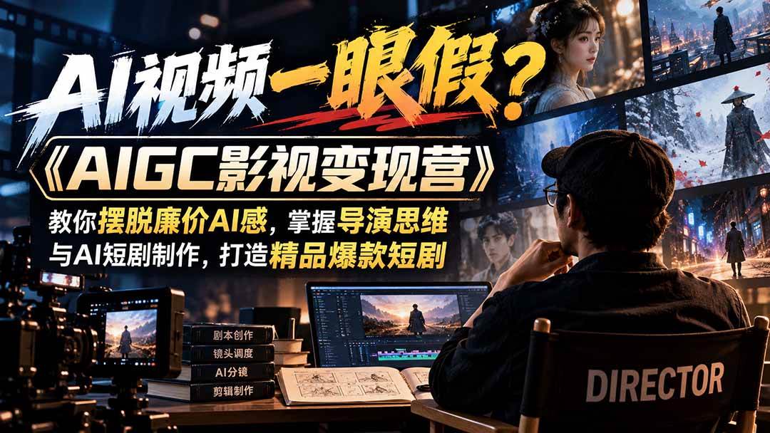 （21133期）【无水印】AI视频一眼假？《AIGC影视变现营》教你摆脱廉价AI感，掌握导演思维与AI短剧制作，打造精品爆款短剧-小灰云创