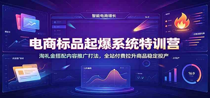 电商标品起爆系统特训营：淘礼金搭配内容推广打法，全站付费拉升商品稳定投产-小灰云创