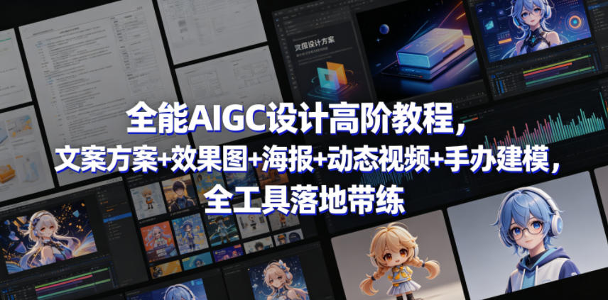 全能AIGC设计高阶教程，文案方案+效果图+海报+动态视频+手办建模，全工具落地带练-小灰云创