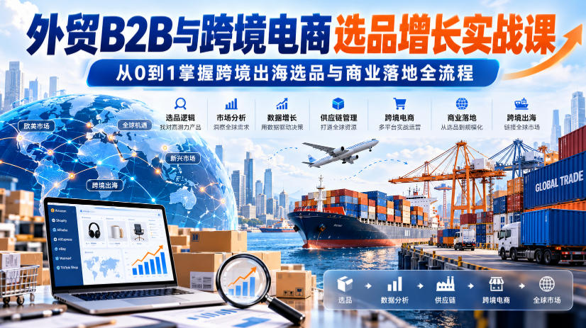 外贸B2B与跨境电商选品增长实战课，从0到1掌握跨境出海选品与商业落地全流程-小灰云创