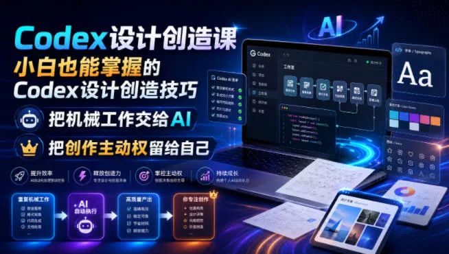 Codex设计创造课，小白也能掌握的Codex设计创造技巧，把机械工作交给AI，把创作主动权留给自己-小灰云创