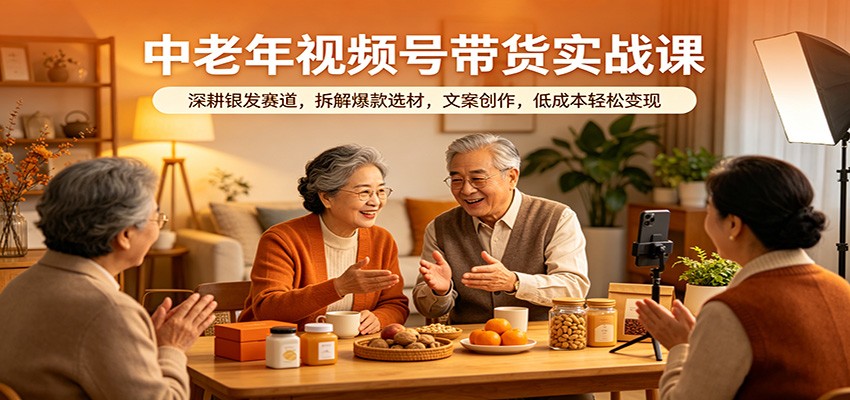中老年视频号带货实战课：深耕银发赛道，拆解爆款选材，文案创作，低成本轻松变现-小灰云创