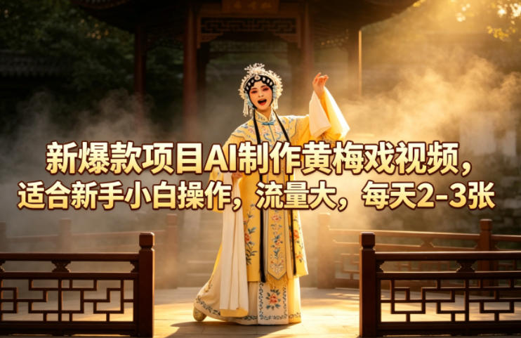 新爆款项目AI制作黄梅戏视频，适合新手小白操作，流量大，每天2-3张-小灰云创