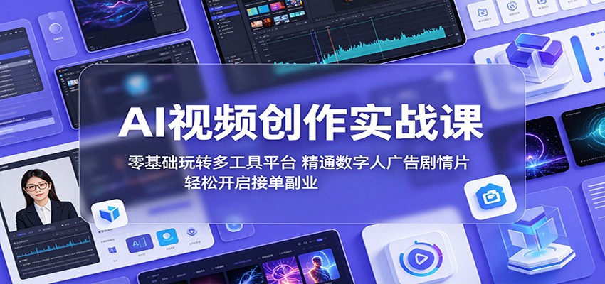 AI视频创作实战课：零基础玩转多工具平台，精通数字人广告、剧情片，轻松开启接单副业-小灰云创