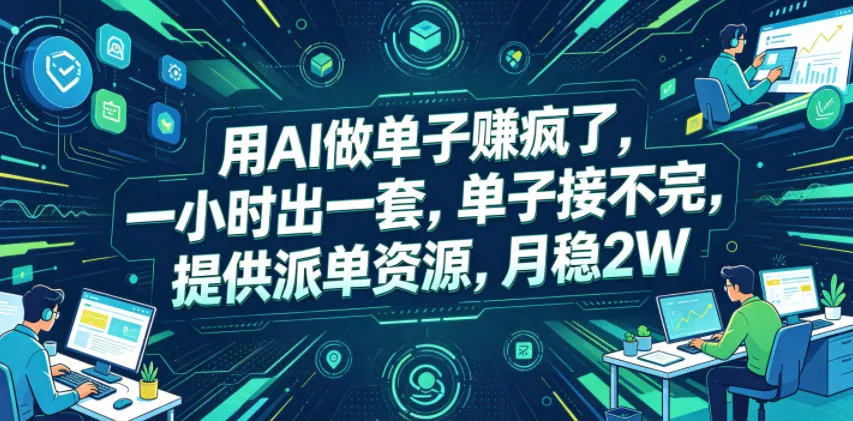 用AI做单子賺疯了，一小时出一套，单子接不完，提供派单资源，月稳2W【揭秘】-小灰云创