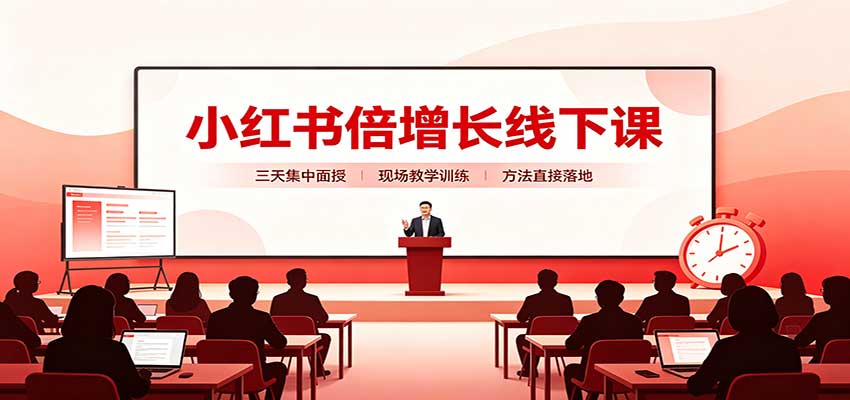 小红书倍增长线下课:三天集中面授,拆解选品、素材制作与起号全链路-小灰云创